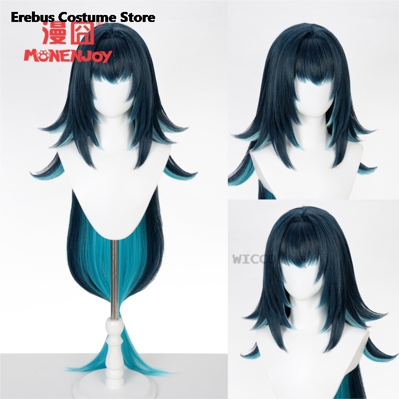 Anime Cosplay Wig Heat Resistant - ハロウィーン、原神、ダニカのコスプレ用ウィッグ。アニメ風、女性用、濃い緑色のロングコスプレウィッグ。耐熱性合成繊維を使用。コスチューム用。