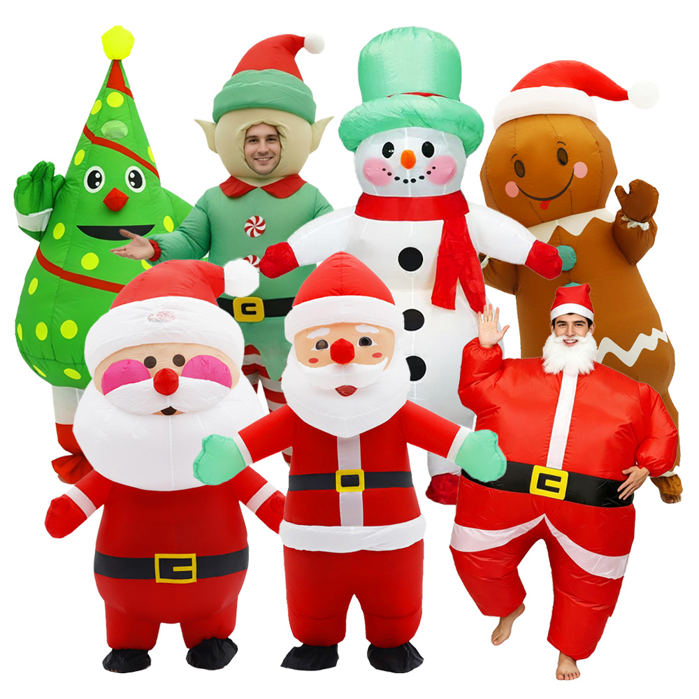 Costumes - クリスマス面白いインフレータブルコスチュームジンジャーブレッドマンサンタクロースエルフ雪だるまツリーペンギン大人用ハロウィンカーニバルパーティー