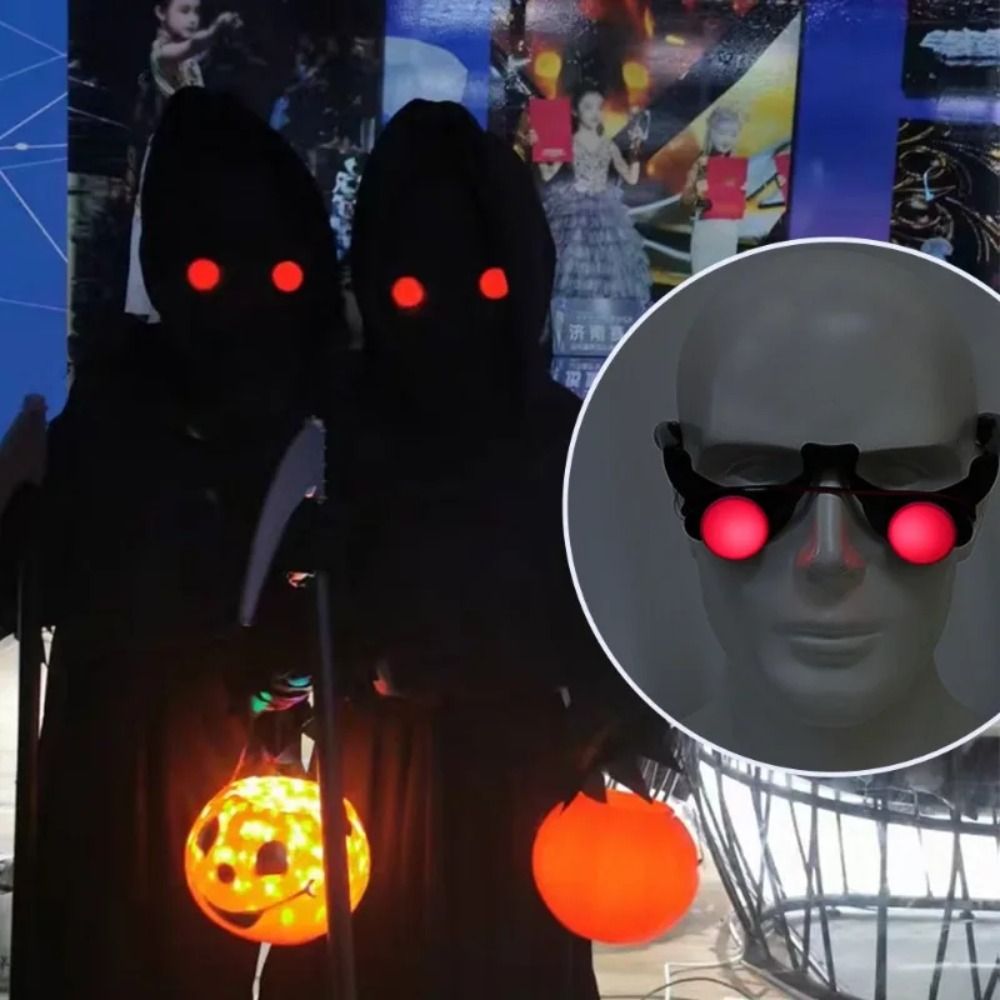 Glow In The Dark Party Glasses - E9 ハロウィーン ホラー 赤い目 メガネ 小道具