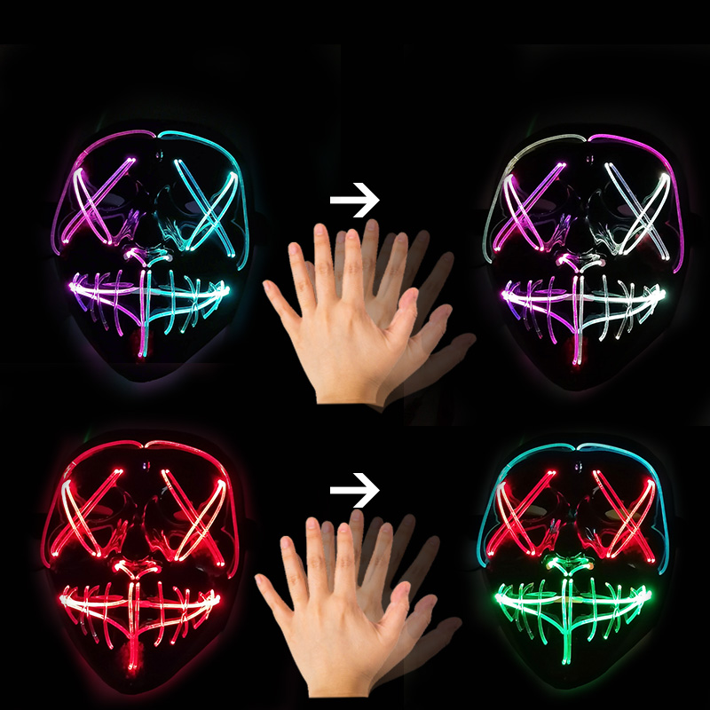 Led Purge Mask Halloween - ジェスチャーコントロールLEDマスク 光るハロウィンパージマスク コスプレパフォーマンスコスチューム小道具