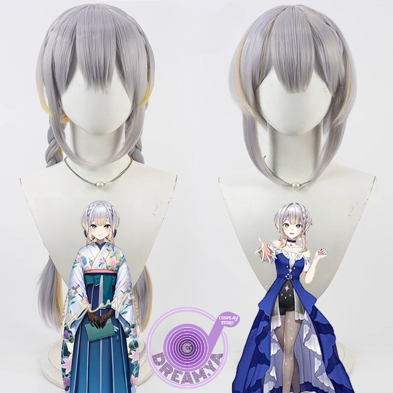 Anime Cosplay Wig Heat Resistant - Shioriha Ruri コスプレウィッグ Vtuber グレーイエロー編組人工毛耐熱ハロウィンロールプレイパーティーカーニバル +