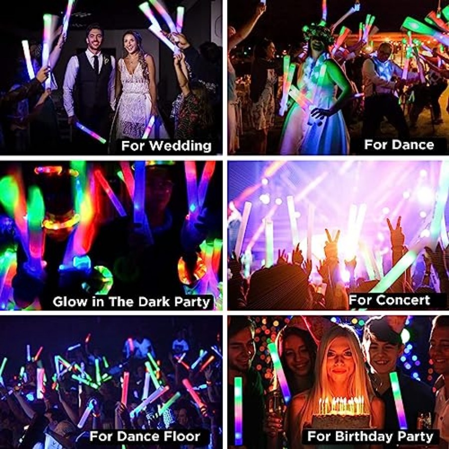 フォームグローイングスティックバルクパーティーパック、L16 - Flashing Led Foam Sticks Party のレビューと価格