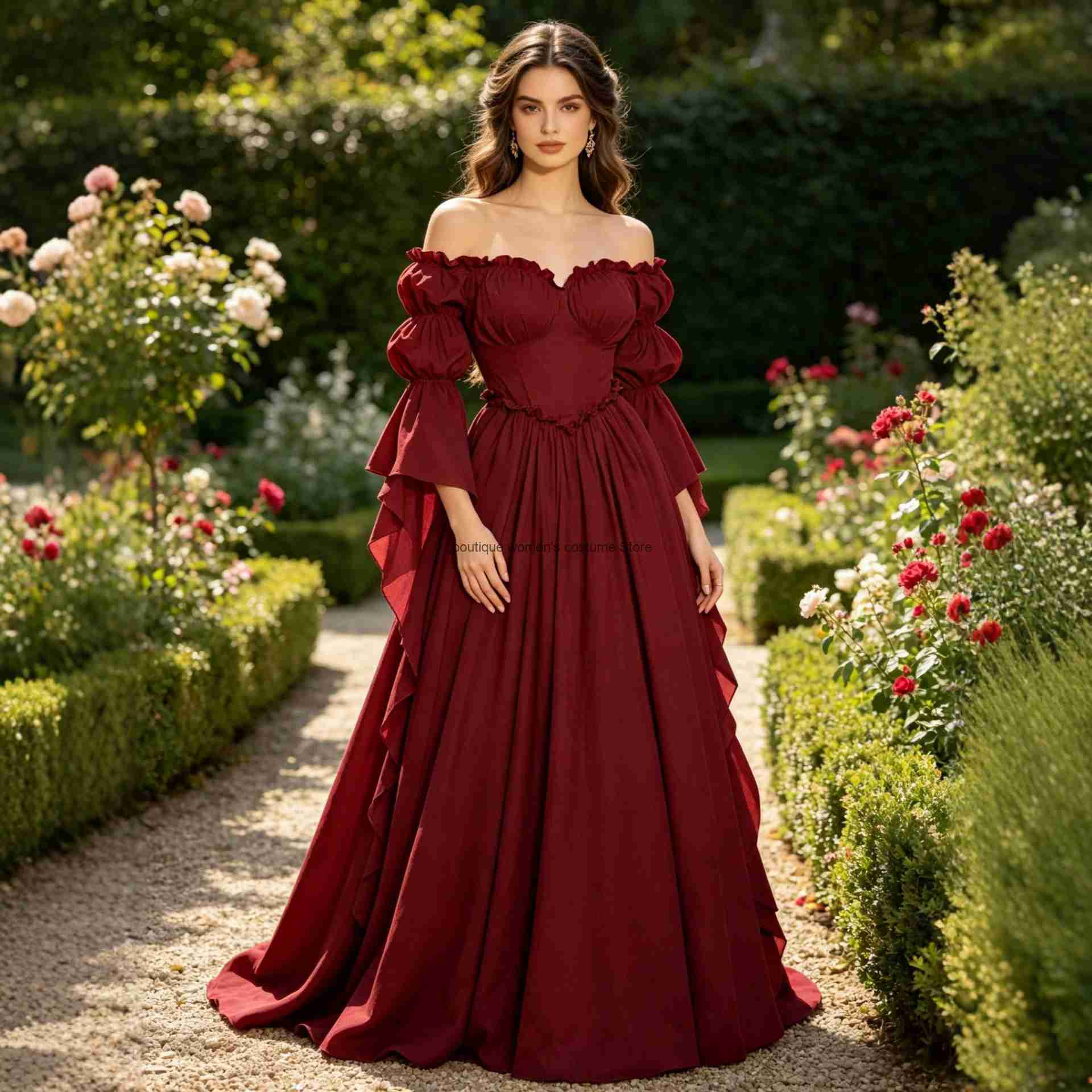 新作中世ルネサンス風ガウン。女性用、ヴィンテージ風、オフショ - Medieval Renaissance Dress Women のレビューと価格