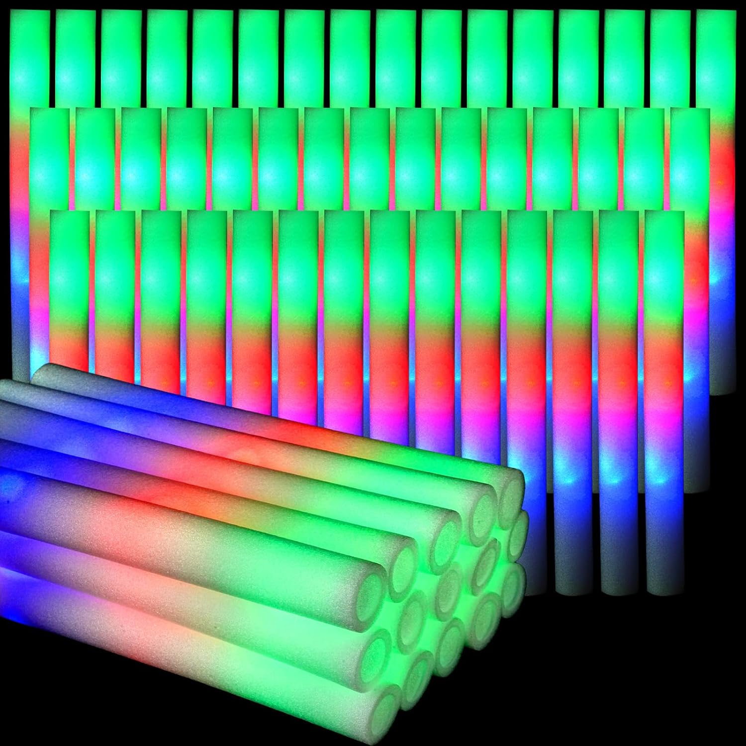 30 個のフォームグロースティック 3 モード付きカラフルな - Flashing Led Foam Sticks Party のレビューと価格