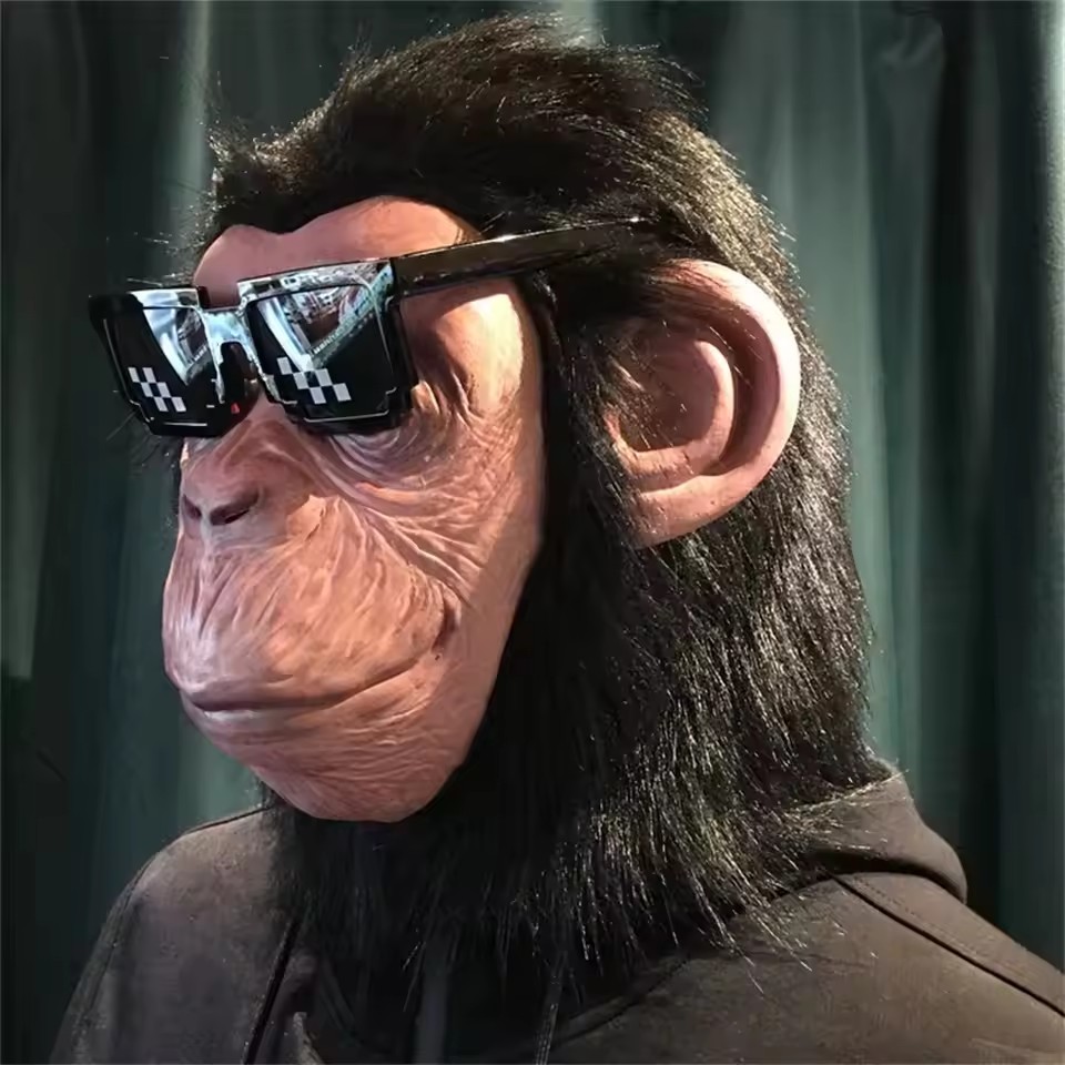 ラテックス製鮮やかな猿マスク、ウィッグ付き、面白いフルフェイ - Led Purge Mask Halloween のレビューと価格