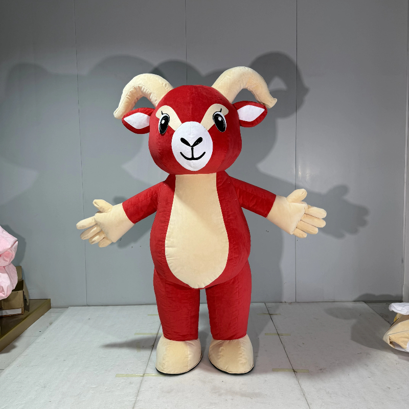 空気で膨らませるタイプの赤いヤギの着ぐるみ。大人用。漫画のキ - Costumes のレビューと価格
